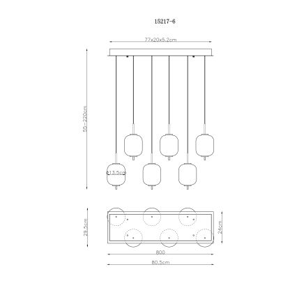 Globo - LED Luster na lanku 6xLED/6,7W/230V