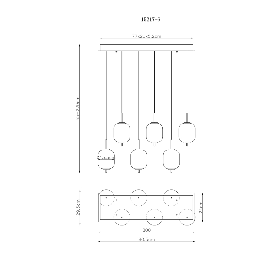 Globo - LED Luster na lanku 6xLED/6,7W/230V