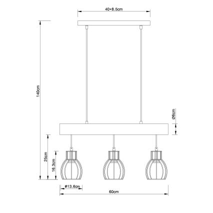 Globo - Luster na lanku 3xE27/60W/230V