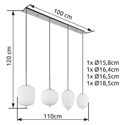 Globo - Luster na lanku 4xE14/40W/230V biela