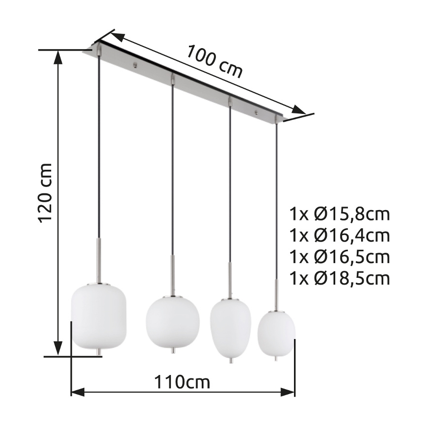 Globo - Luster na lanku 4xE14/40W/230V biela