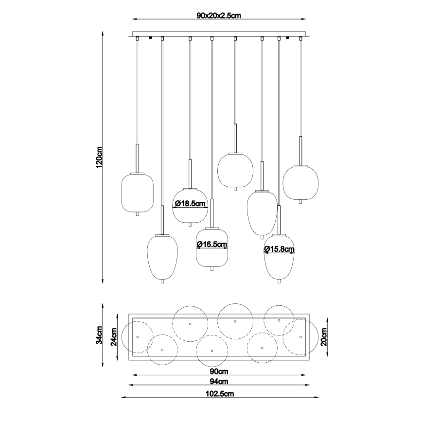 Globo - Luster na lanku 8xE14/40W/230V mosadz