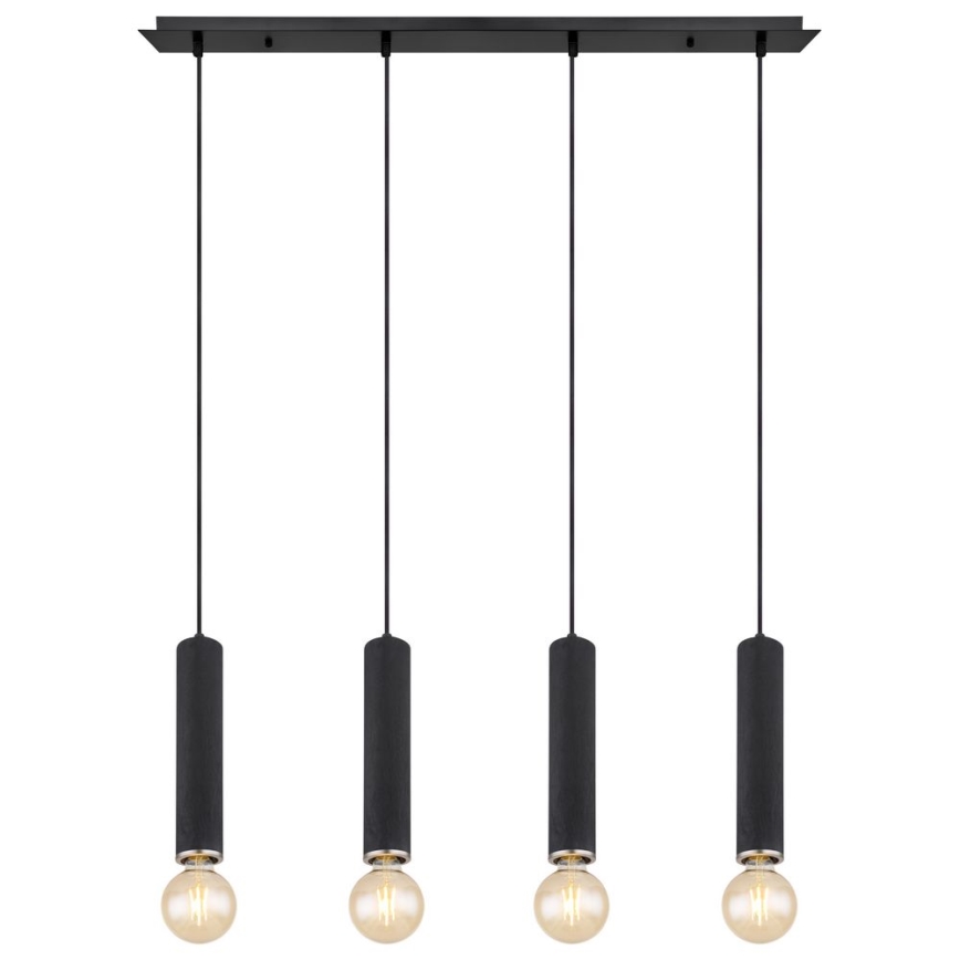 Globo - Luster na lanku 4xE27/60W/230V čierne drevo