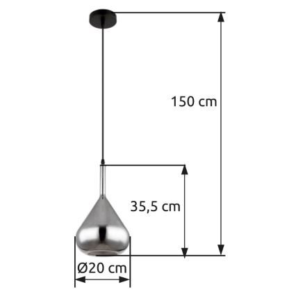 Globo - Luster na lanku 1xE27/60W/230V pr. 20 cm čierna