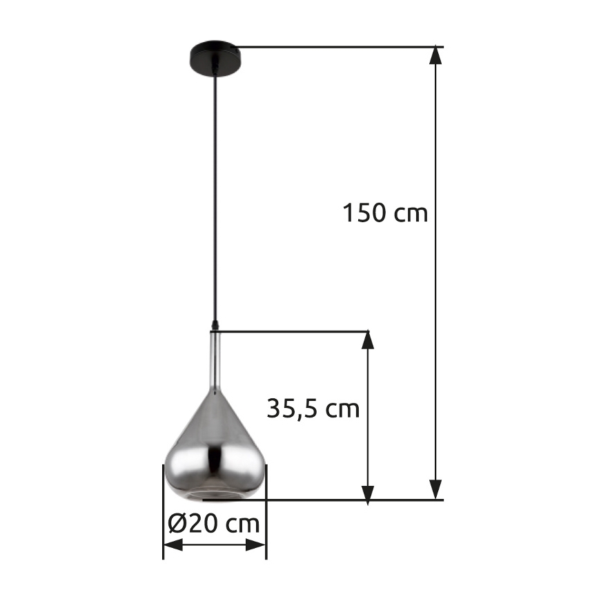 Globo - Luster na lanku 1xE27/60W/230V pr. 20 cm čierna