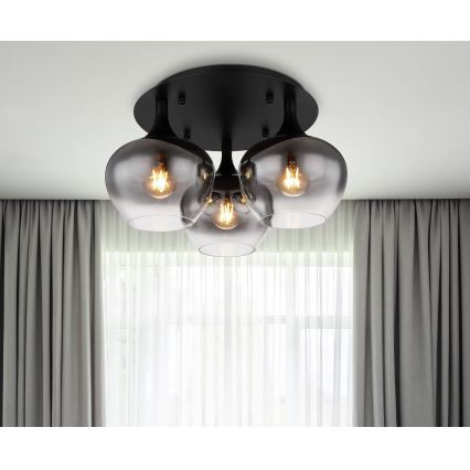 Globo - Prisadený luster 3xE27/40W/230V pr. 45 cm čierna