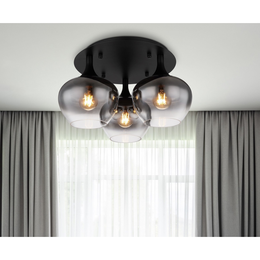 Globo - Prisadený luster 3xE27/40W/230V pr. 45 cm čierna
