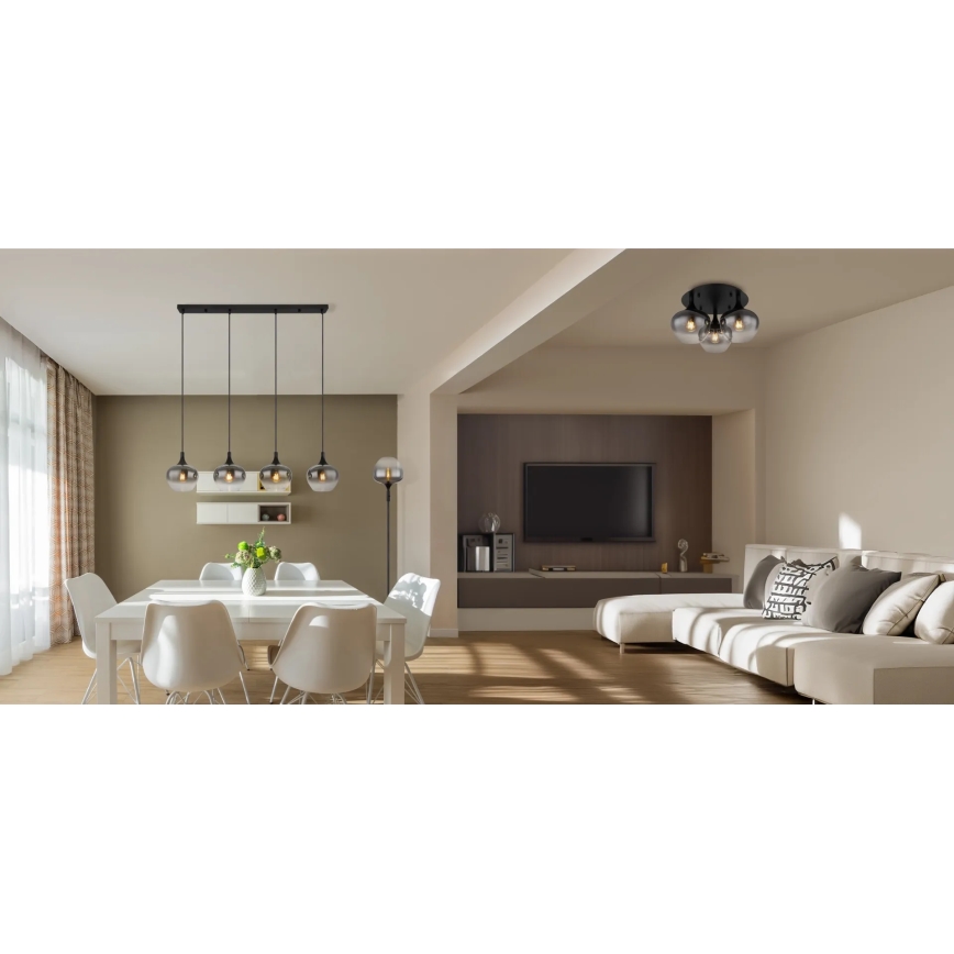 Globo - Prisadený luster 3xE27/40W/230V pr. 45 cm čierna