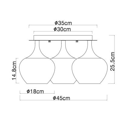 Globo - Prisadený luster 3xE27/40W/230V pr. 45 cm medená