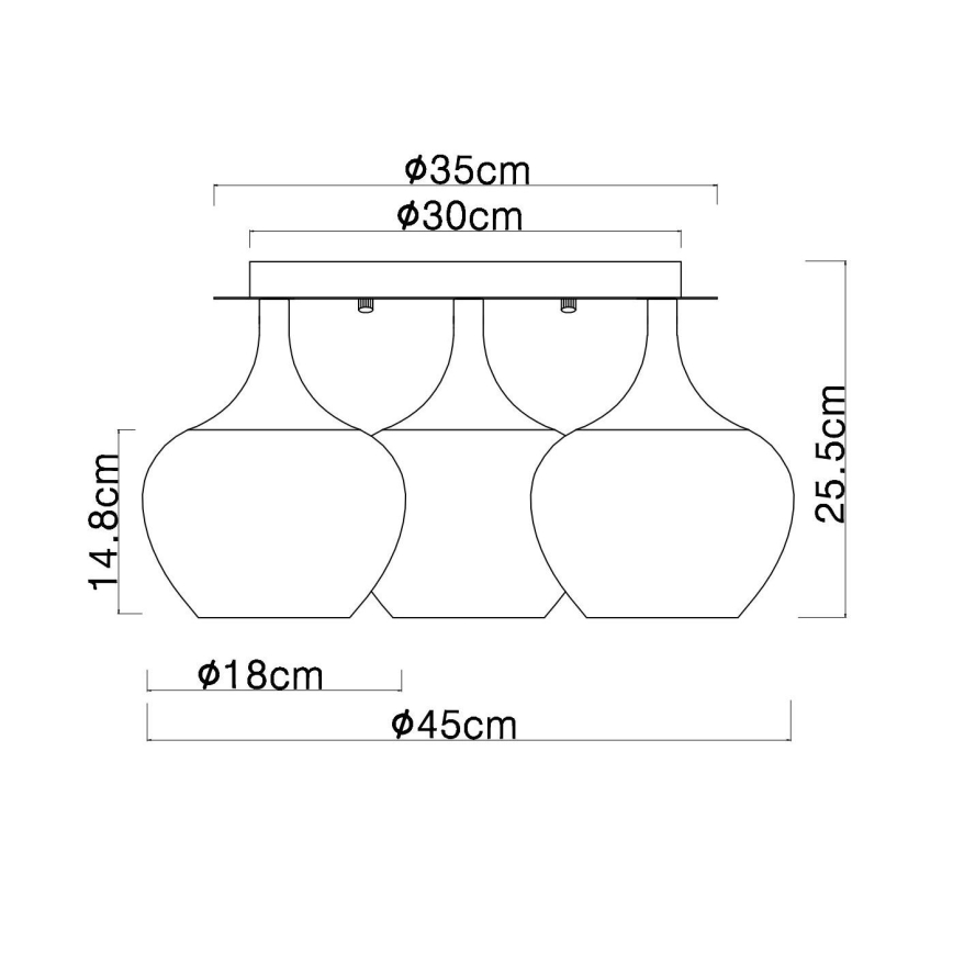 Globo - Prisadený luster 3xE27/40W/230V pr. 45 cm medená