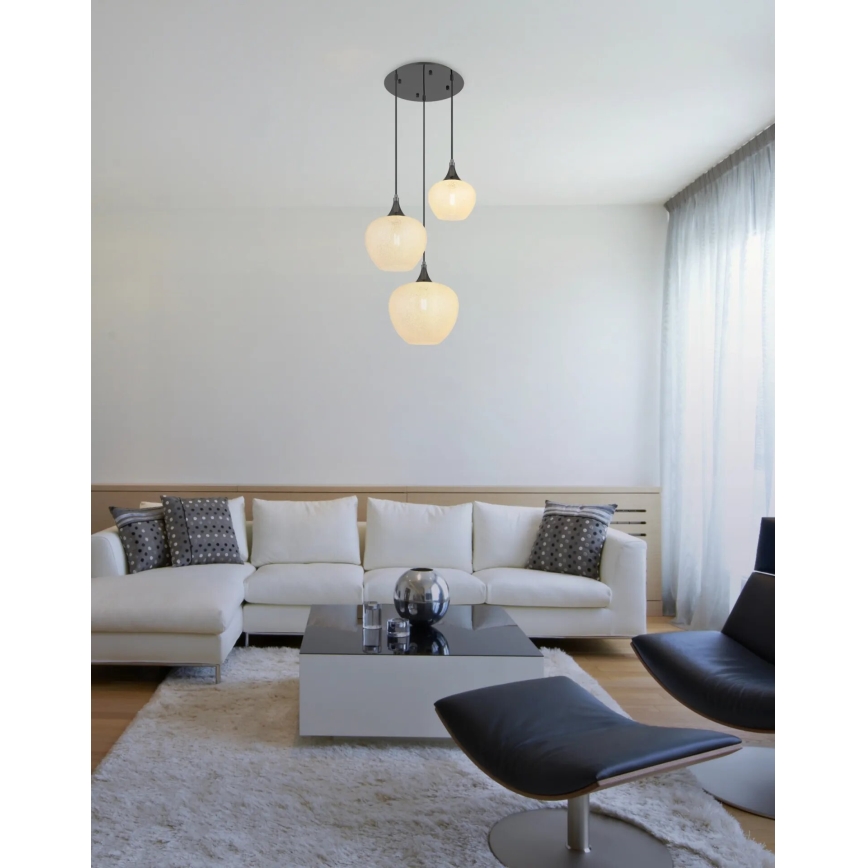 Globo - Luster na lanku 3xE27/40W/230V biela/antracit