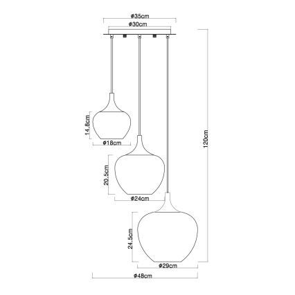 Globo - Luster na lanku 3xE27/40W/230V biela/antracit