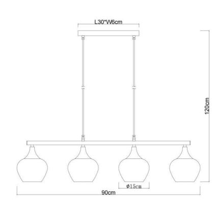 Globo - Luster na lanku 4xE27/40W/230V čierna