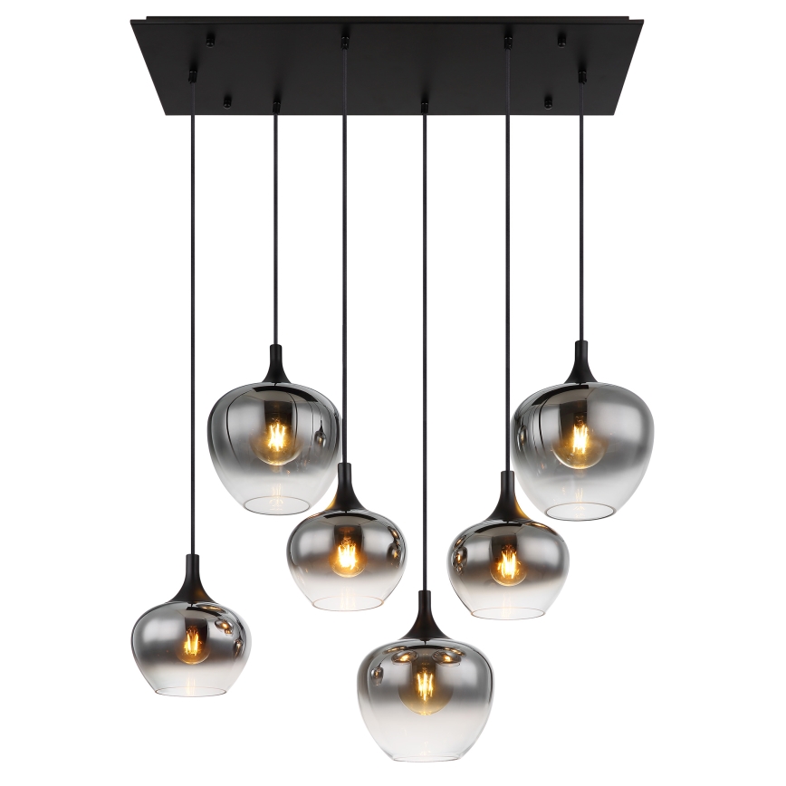 Globo - Luster na lanku 6xE27/40W/230V čierna