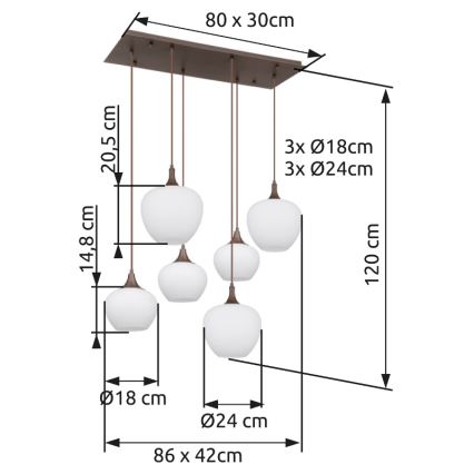 Globo - Luster na lanku 6xE27/40W/230V biela
