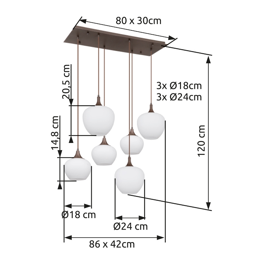 Globo - Luster na lanku 6xE27/40W/230V biela