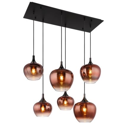 Globo - Luster na lanku 6xE27/40W/230V hnedá/dymová