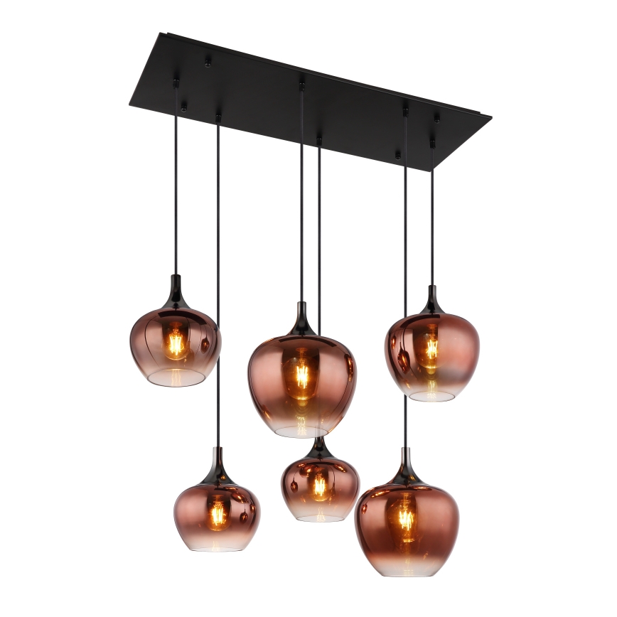 Globo - Luster na lanku 6xE27/40W/230V hnedá/dymová