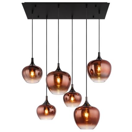 Globo - Luster na lanku 6xE27/40W/230V hnedá/dymová