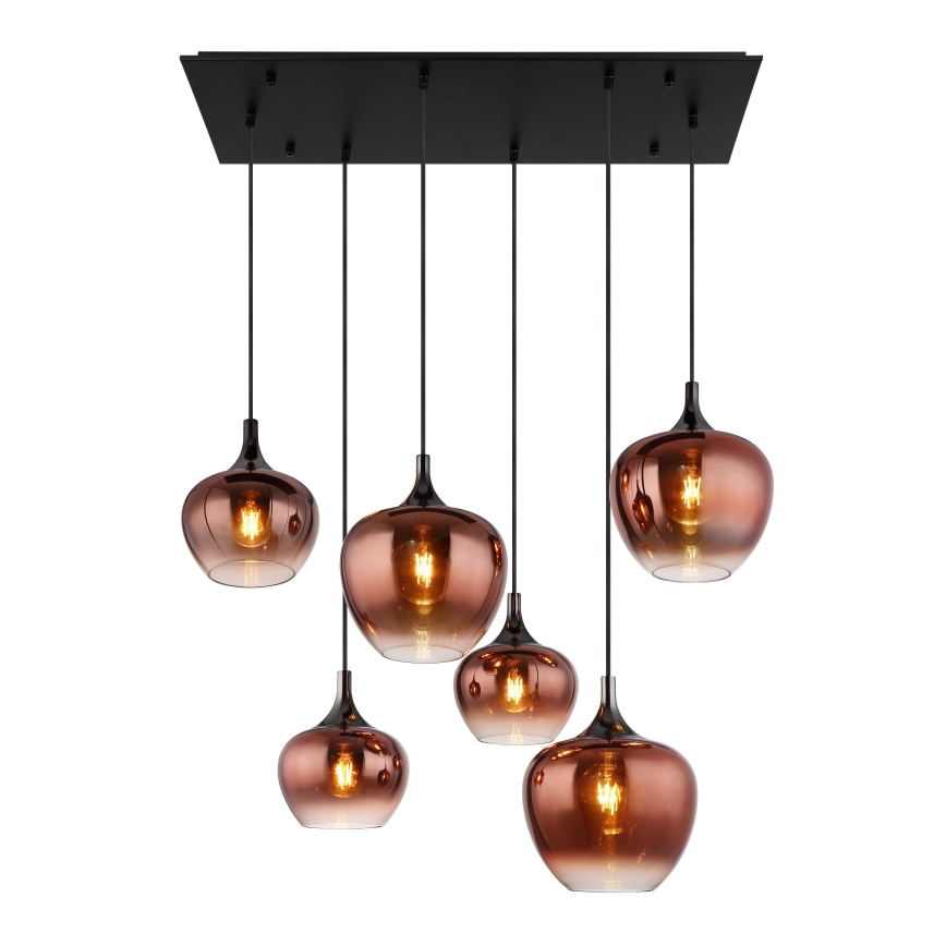 Globo - Luster na lanku 6xE27/40W/230V hnedá/dymová