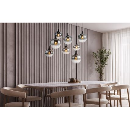 Globo - Závesný luster na lanku 8xE27/40W/230V čierny