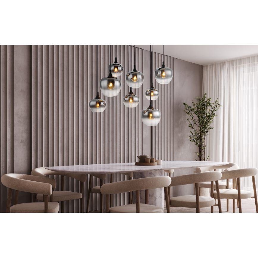 Globo - Závesný luster na lanku 8xE27/40W/230V čierny