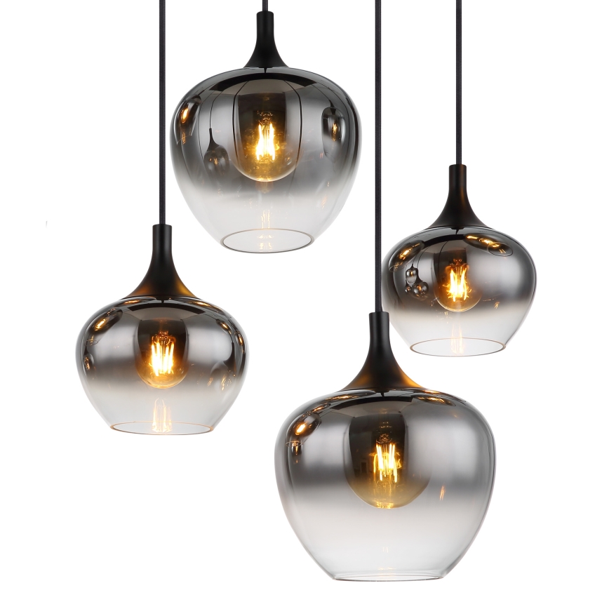 Globo - Závesný luster na lanku 8xE27/40W/230V čierny