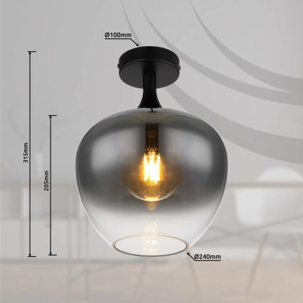 Globo - Stropné svietidlo 1xE27/40W/230V dymová