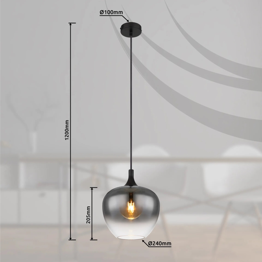 Globo - Luster na lanku 1xE27/40W/230V pr. 24 cm čierna