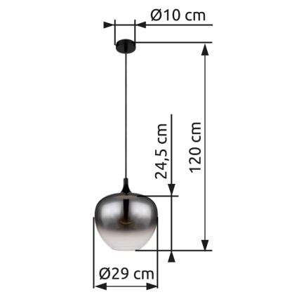 Globo - Luster na lanku 1xE27/60W/230V pr. 29 cm čierna