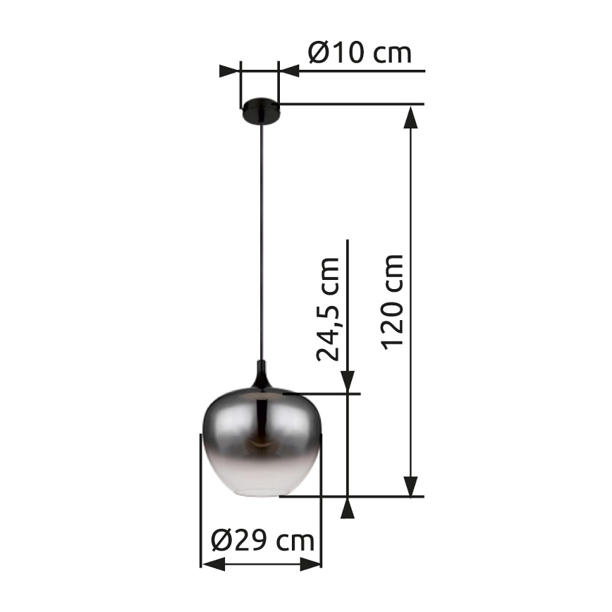 Globo - Luster na lanku 1xE27/60W/230V pr. 29 cm čierna