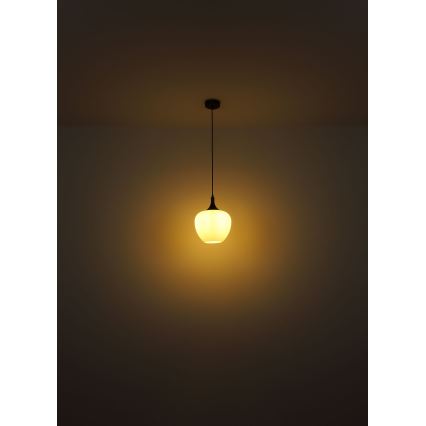 Globo - Luster na lanku 1xE27/60W/230V pr. 29 cm biela/hnedá