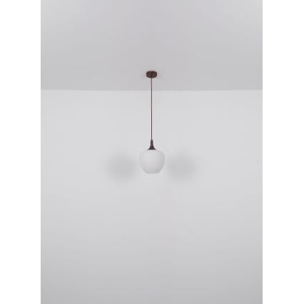 Globo - Luster na lanku 1xE27/60W/230V pr. 29 cm biela/hnedá