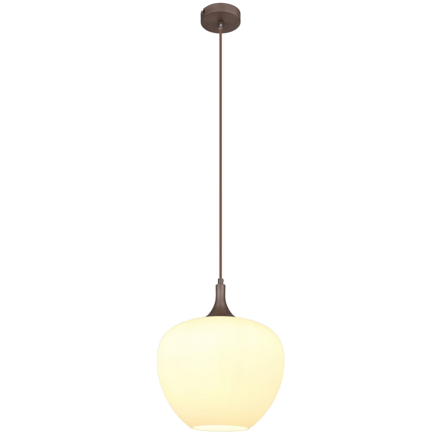 Globo - Luster na lanku 1xE27/60W/230V pr. 29 cm biela/hnedá