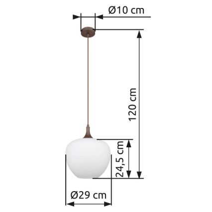 Globo - Luster na lanku 1xE27/60W/230V pr. 29 cm biela/hnedá