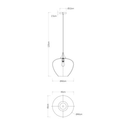 Globo - Luster na lanku 1xE27/60W/230V pr. 40 cm čierna