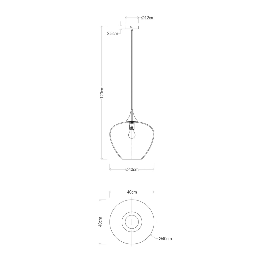 Globo - Luster na lanku 1xE27/60W/230V pr. 40 cm čierna