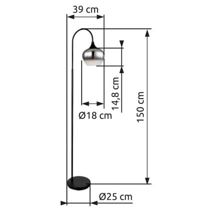 Globo - Stojacia lampa 1xE27/40W/230V čierna/dymová