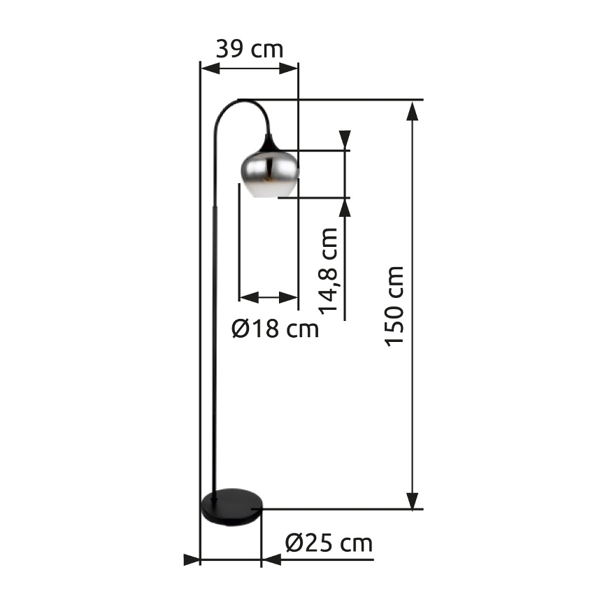 Globo - Stojacia lampa 1xE27/40W/230V čierna/dymová