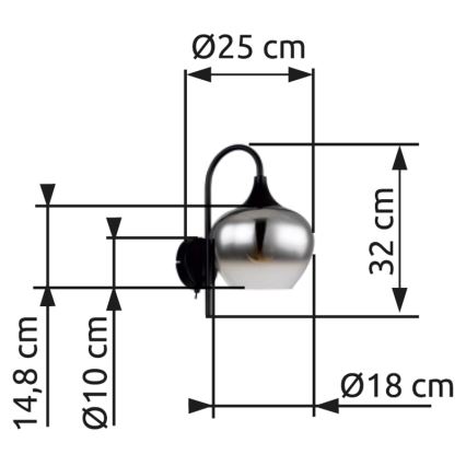 Globo - Nástenná lampa 1xE27/40W/230V čierna