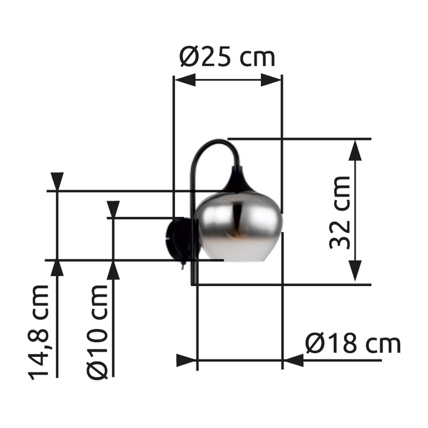 Globo - Nástenná lampa 1xE27/40W/230V čierna