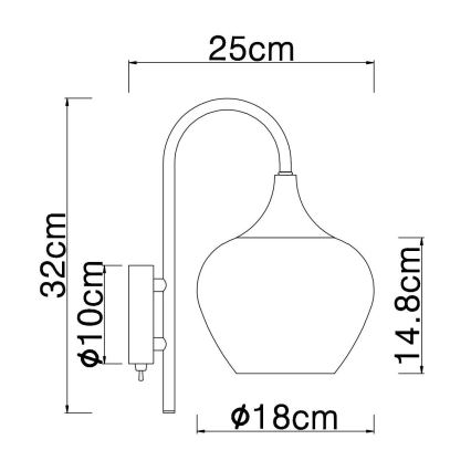 Globo - Nástenná lampa 1xE27/40W/230V medená