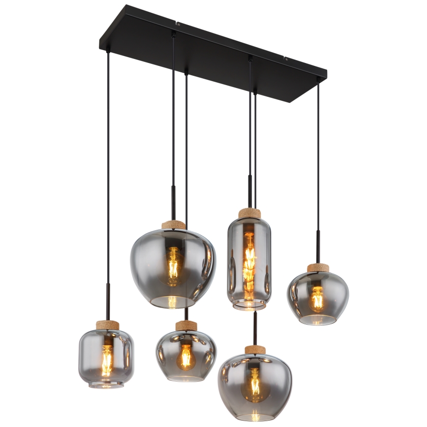 Globo - Závesný luster na lanku 6xE27/40W/230V, čierny