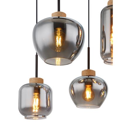 Globo - Závesný luster na lanku 6xE27/40W/230V, čierny
