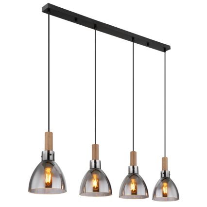 Globo 15550-4H - Luster na lanku MATTEA 4xE27/6W/230V čierna/dymová
