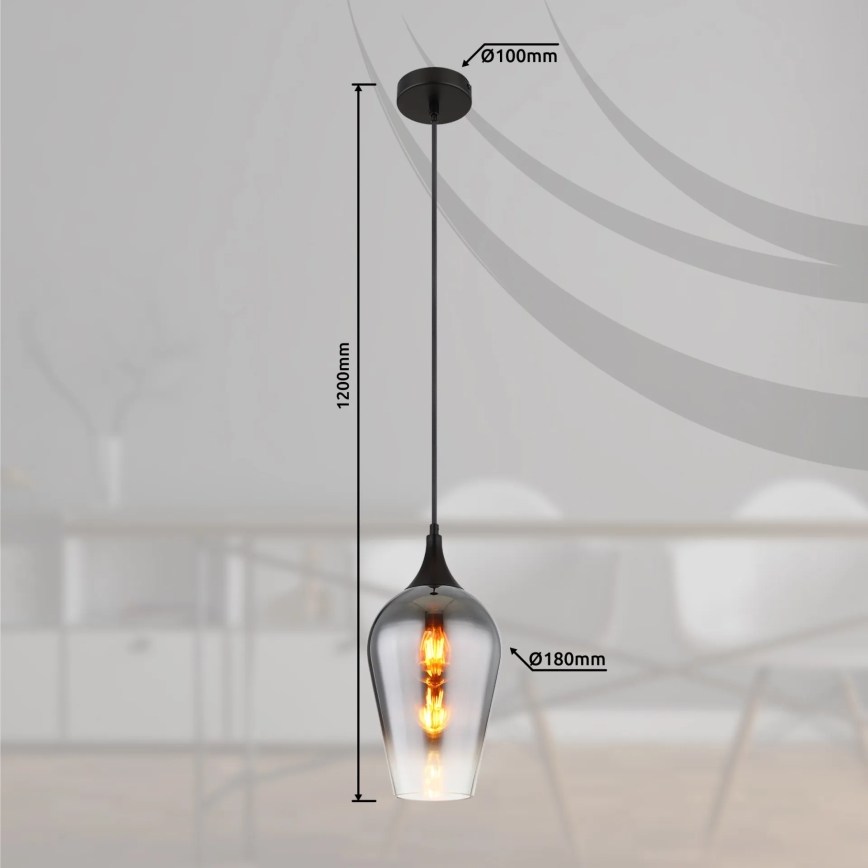 Globo - Luster na lanku 1xE27/60W/230V pr. 18 cm čierna