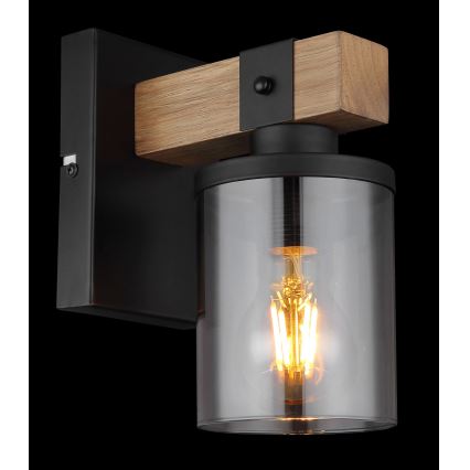 Globo - Nástenná lampa 1xE27/60W/230V dub/dymová