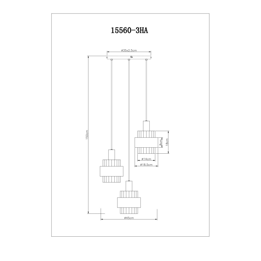 Globo - Závesné svietidlo s lankom 3xE27/60W/230V