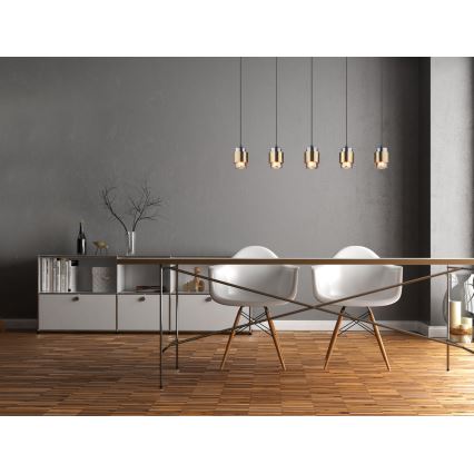 Globo - Závesný luster na lanku 5xE27/40W/230V čierna/mosadz