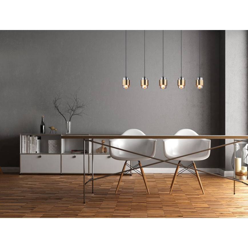 Globo - Závesný luster na lanku 5xE27/40W/230V čierna/mosadz